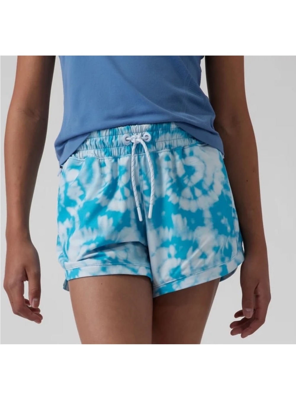 Athleta Blue Tie-Dye Athletic Shorts